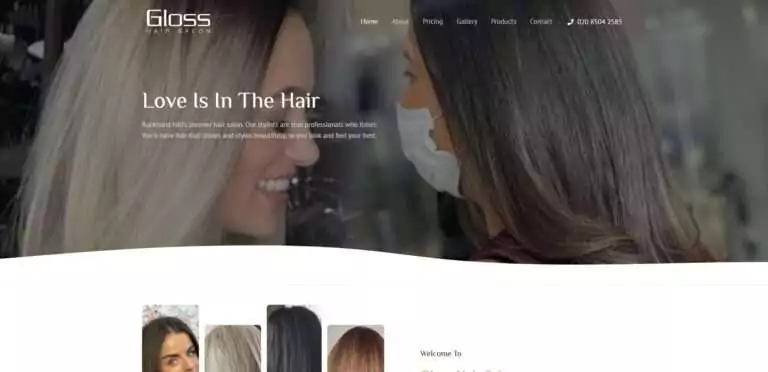 Gloss hair salon WordPress Design and Development