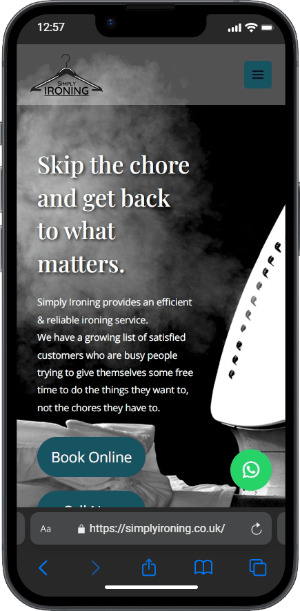 simply ironing wordpress website